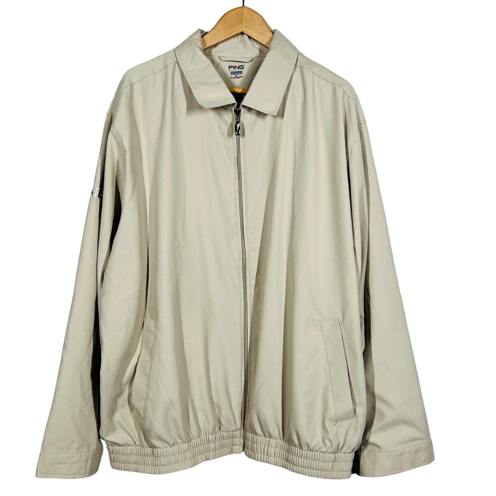 Ping Performance Jacket Long Sleeve Full Zip Casual Taupe Golf Sport - XL